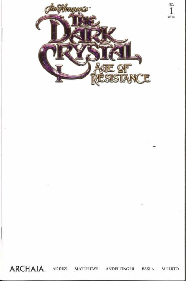 DARK CRYSTAL: AGE OF RESISTANCE #1: Blank sketch cover