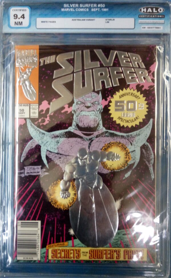 SILVER SURFER (1987: AUSTRALIAN PRICE VARIANT) #50: Halo graded 9.4 (NM)