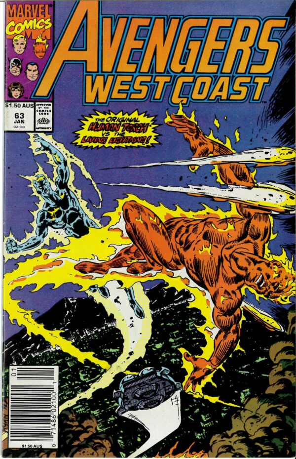 AVENGERS WEST COAST (AUSTRALIAN PRICE VARIANT-APV) #63: 1st app Living Lightning – 9.2 (NM)