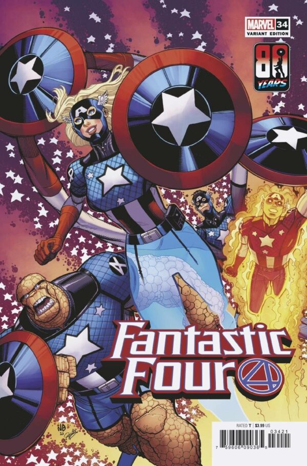 FANTASTIC FOUR (2018-2022 SERIES) #34: Nick Bradshaw Captain America 80th Anniversary cover