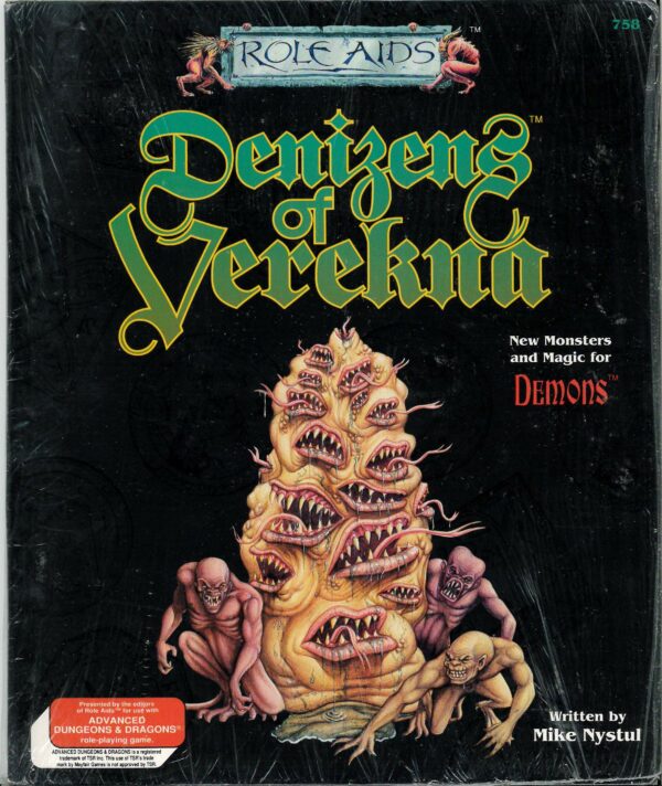 DUNGEONS AND DRAGONS AD&D 1ST ED ROLE AIDS MAYFAIR #758: Demons: Denziens of Verekna – contents NM, cover VF – 758