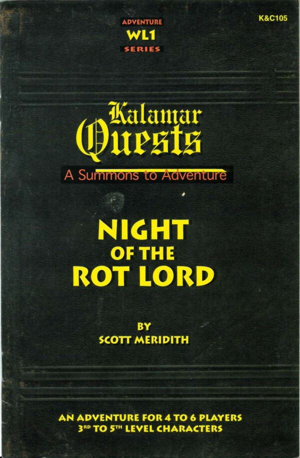 DUNGEONS AND DRAGONS KNIGHTS/DINNER TABLE MODULES #105: Kalamar Quests: Night of the Rot Lord – Brand New (NM) 105