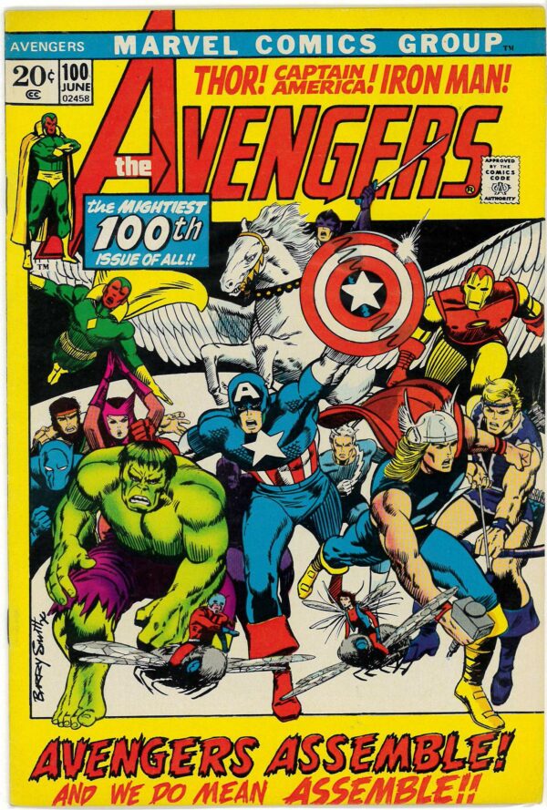 AVENGERS (1963-2018 SERIES) #100: Hulk Ant-Man Wasp Black Panther join/leave: Barry Smith 9.0