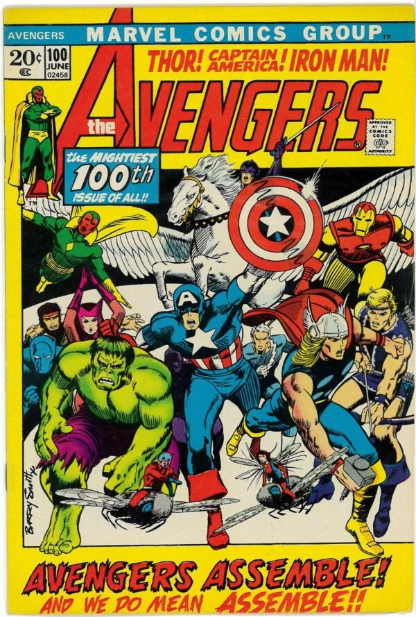 AVENGERS (1963-2018 SERIES) #100: Hulk Ant-Man Wasp Black Panther join/leave: Barry Smith 9.0