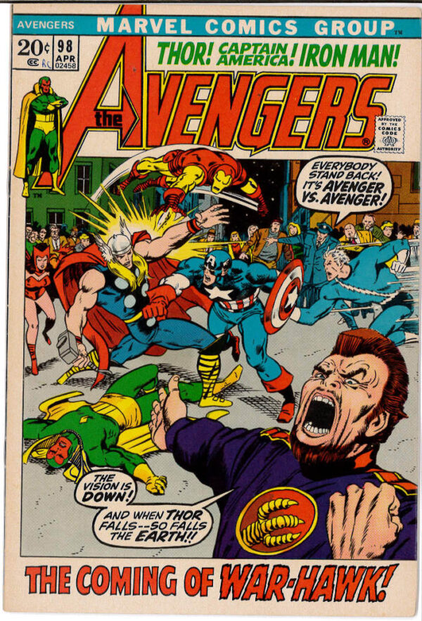AVENGERS (1963-2018 SERIES) #98: Barry Windsor-Smith art – Goliath becomes Hawkeye – 9.0