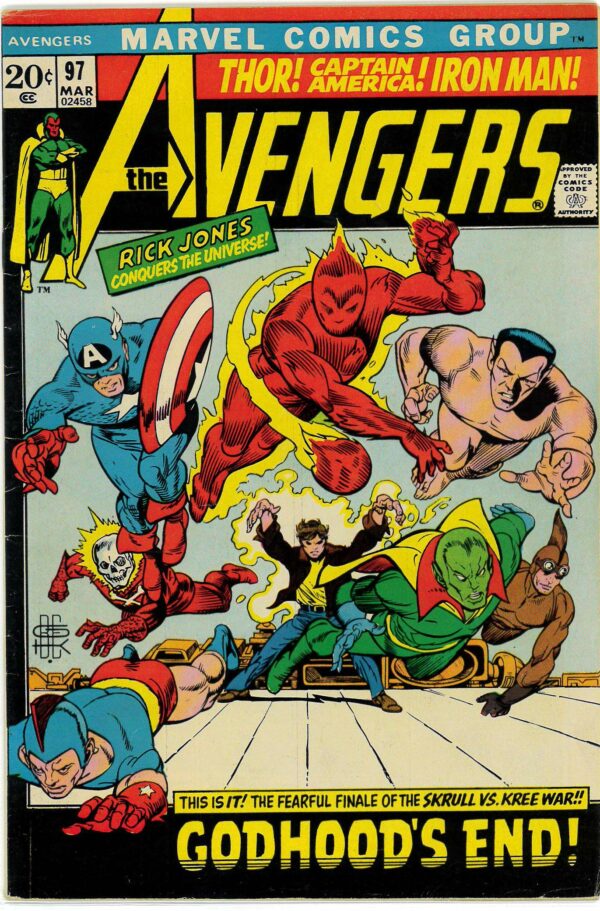 AVENGERS (1963-2018 SERIES) #97: 1st bronze age app – Blazing Skull, patriot, Angel – 9.0