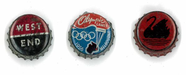 BOTTLE CAPS (VARIOUS) #1: Coca-Cola Olympics 1956; Swan Larger & West End circa 1960’s