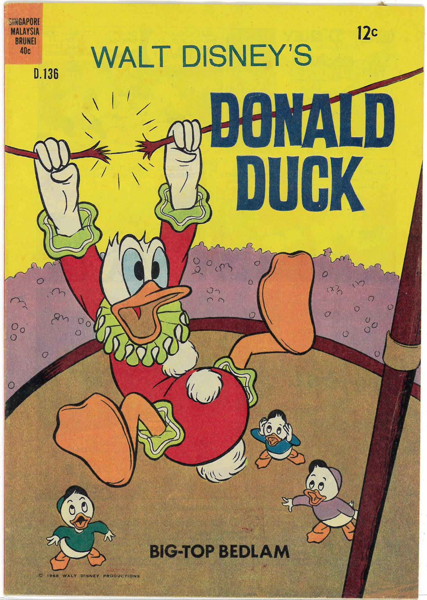 WALT DISNEY’S DONALD DUCK (D SERIES) (1956-1978) #136: Big-Top Bedlam, Birdland – VF/NM WALT DISNEY’S DONALD DUCK (D SERIES) (1956-1978) #136: Big-Top Bedlam, Birdland – VF/NM