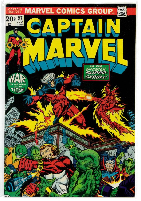 CAPTAIN MARVEL (1968-2018 SERIES) #27: 1st Eros Starfox, 2nd Drax, Thanos appearance – VF/NM