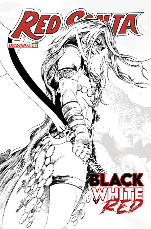 RED SONJA: BLACK WHITE RED #3: Jonathan Lau B&W Line Art cover F