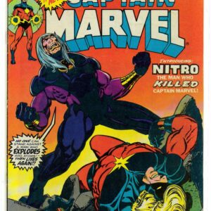 CAPTAIN MARVEL (1968-2018 SERIES) #34: 1st app Nitro & Mentor Cap gets cancer – Starlin – 7.0 (VF)