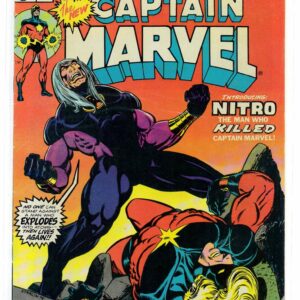 CAPTAIN MARVEL (1968-2018 SERIES) #34: 1st app Nitro & Mentor Cap gets cancer – Starlin – 5.0 VG/FN