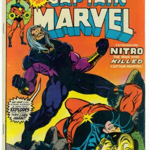 CAPTAIN MARVEL (1968-2018 SERIES) #34: 1st app Nitro & Mentor Cap gets cancer – Starlin – 8.5 (VF)