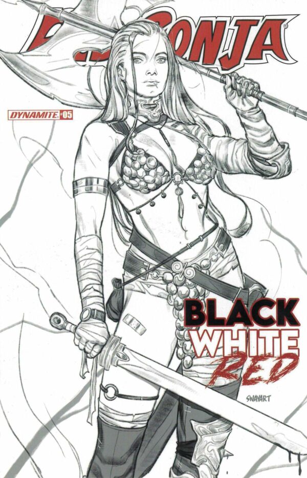 RED SONJA: BLACK WHITE RED #5: Joshua (Sway) Swaby B&W Line Art cover F