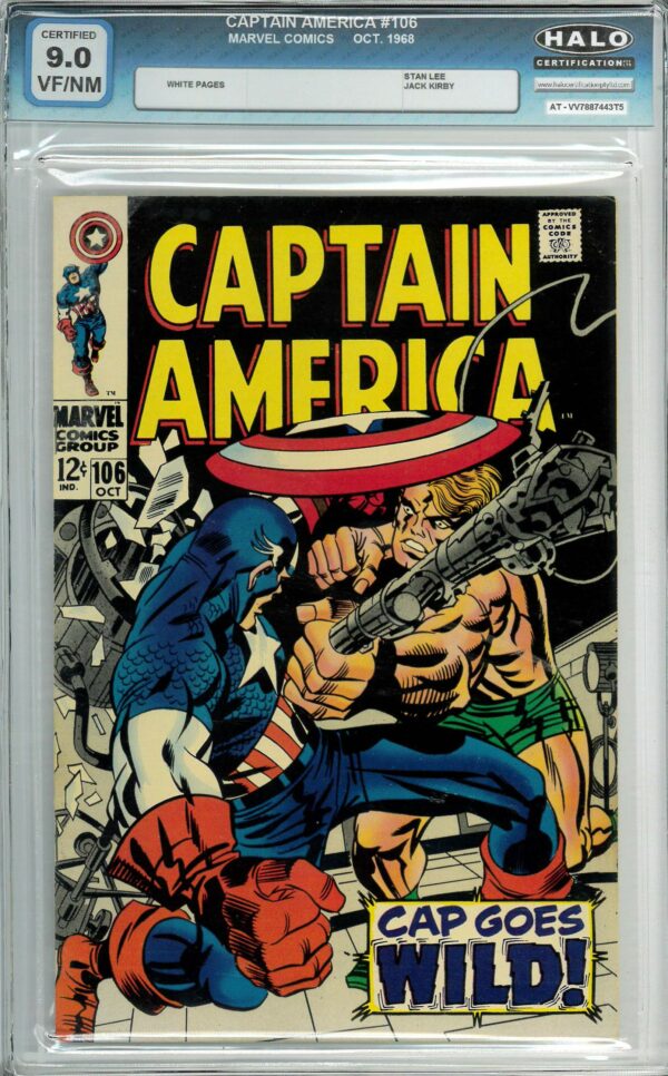 CAPTAIN AMERICA (1968-2023 SERIES) #106: Jack Kirby cover – 9.0 Halo Graded