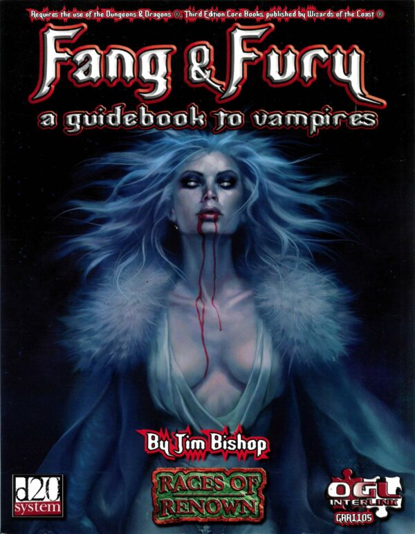 DUNGEONS AND DRAGONS 3RD EDITION GREEN RONIN #1105: Fang & Fury: A Guidebook to Vampires – NM – 1105