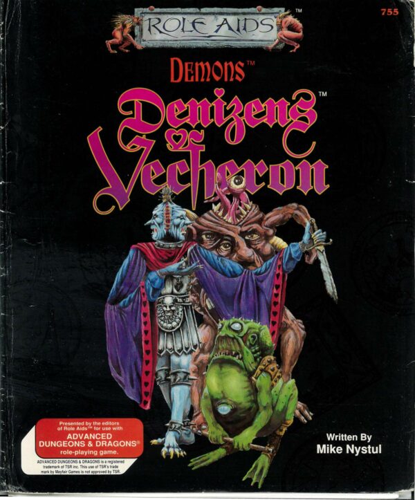 DUNGEONS AND DRAGONS AD&D 1ST ED ROLE AIDS MAYFAIR #755: Demons: Denziens of Vecheron – contents NM, cover VF-NM: 755