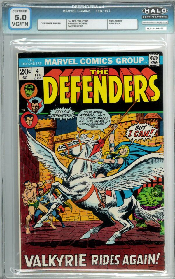 DEFENDERS (1972-1986 SERIES) #4: 1st app Valkyrie (Barbara Norris) – Halo Graded 5.0