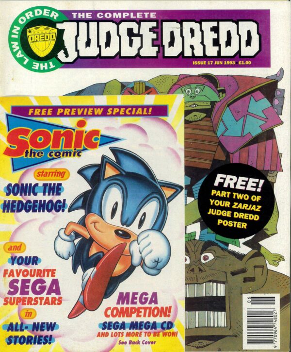 JUDGE DREDD: COMPLETE LAW & ORDER #17: UK variant with Sonic the Hedgehog Comic Preview – VF
