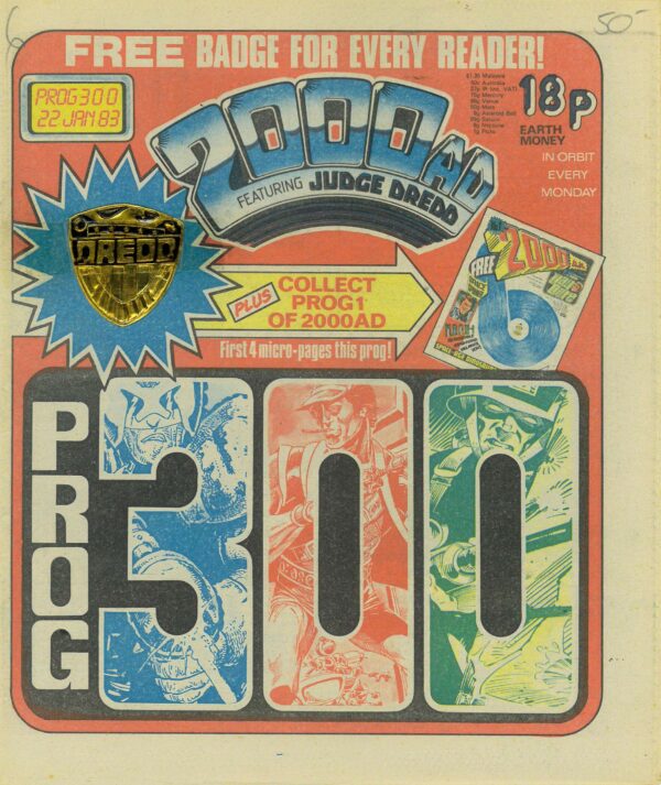 2000 AD #300: With Judge Dredd Promotional Badge