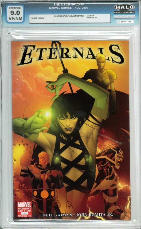 ETERNALS (2006-2007 SERIES: VARIANT COVER) #1: #1 Oliver Copiel variant cover 1:10 – Halo graded 9.0