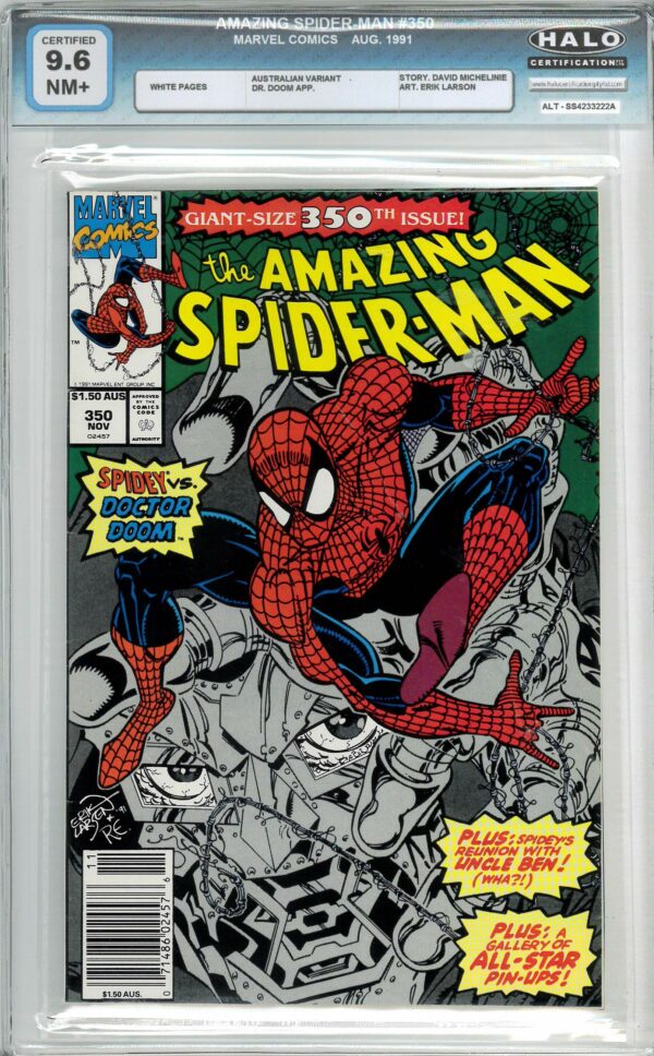 AMAZING SPIDER-MAN (1962: AUSTRALIAN PRICE VARIANT #350: Dr. Doom app. – Halo Graded 9.6