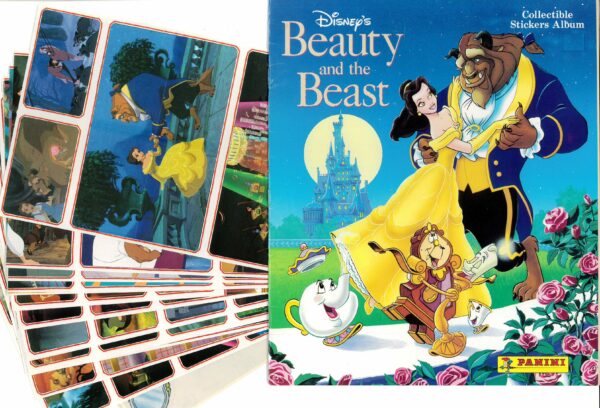 DISNEY’S BEAUTY AND THE BEAST ALBUM & STICKER SET: Album and coplete set of unused sticker – NM