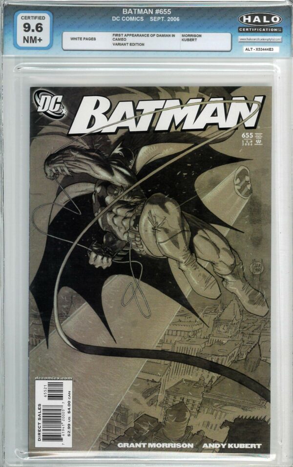 BATMAN (1939-2011 SERIES) #655: 1st app Damian cameo – Halo Graded 9.6 – Kubert cv variant