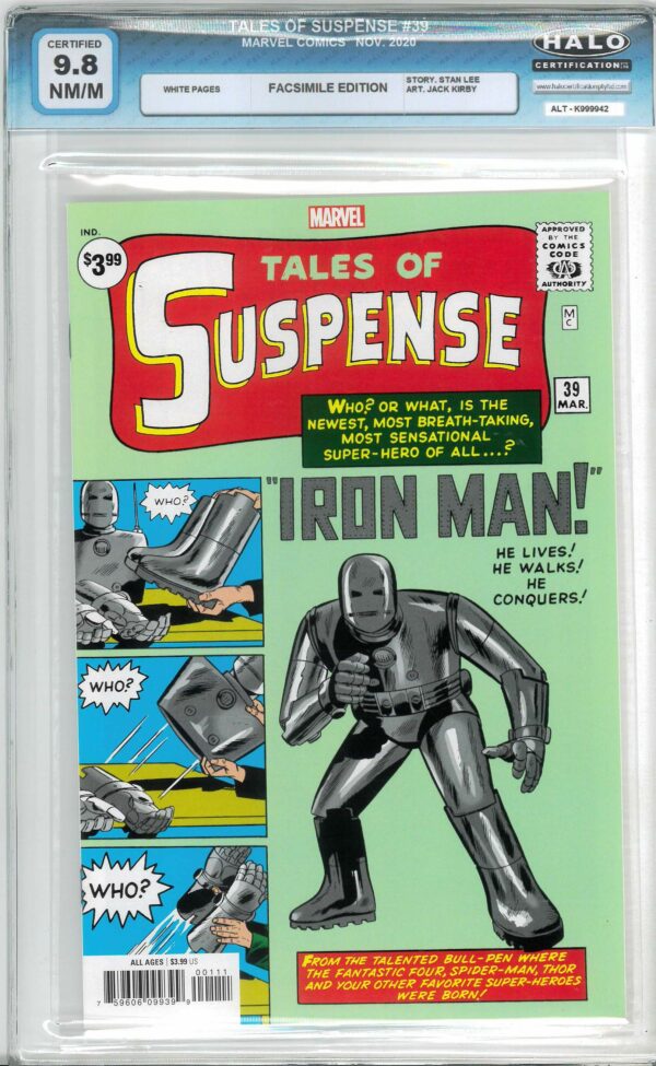 TALES OF SUSPENSE #39: Facsimile Edition 1st app Iron Man – Halo Graded 9.8