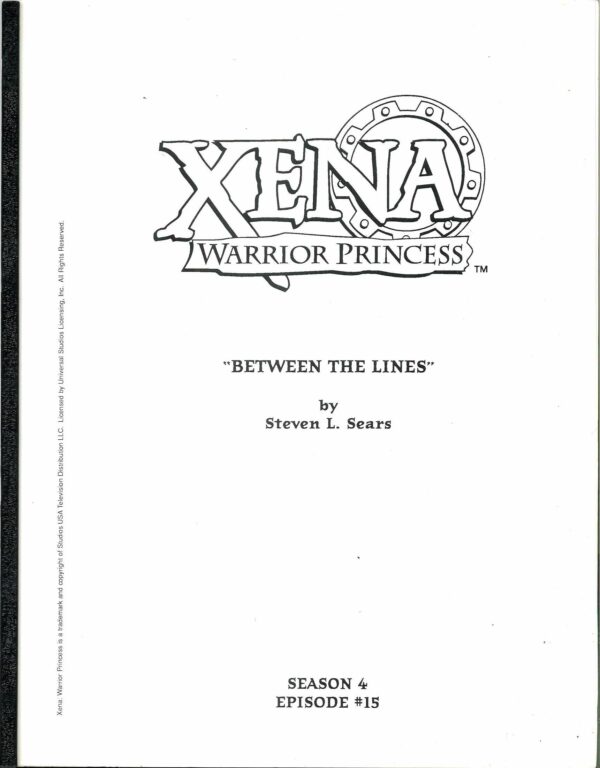 XENA WARRIOR PRINCESS SHOOTING SCRIPT #412: Season 4 Episode 15 – Between the Lines with photo still: NM