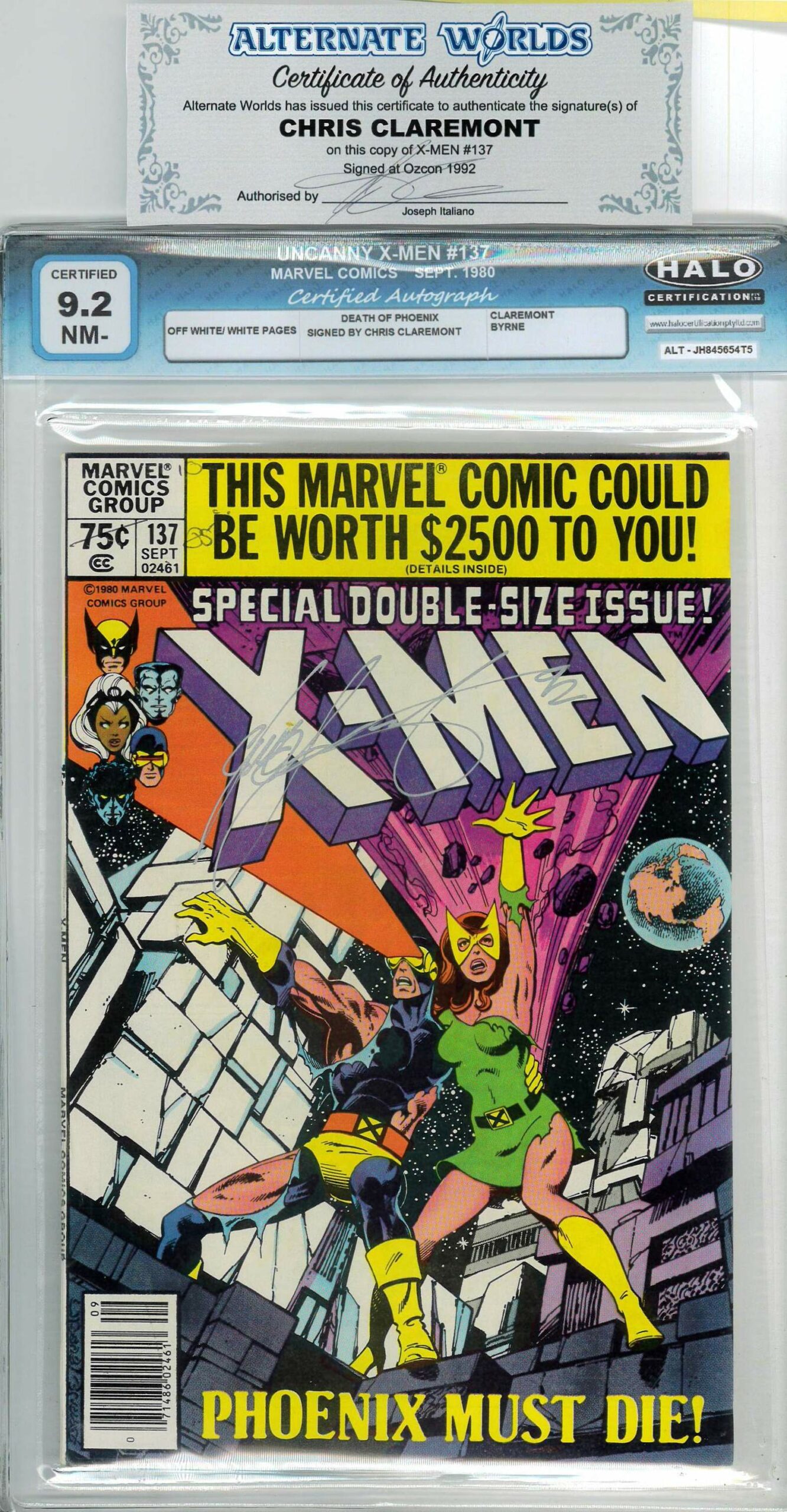 UNCANNY X-MEN (1963-2011,2015 SERIES) #137: Signed by Chris Claremont (COA) – 9.2 (NM) UNCANNY X-MEN (1963-2011,2015 SERIES) #137: Signed by Chris Claremont (COA) – 9.2 (NM)