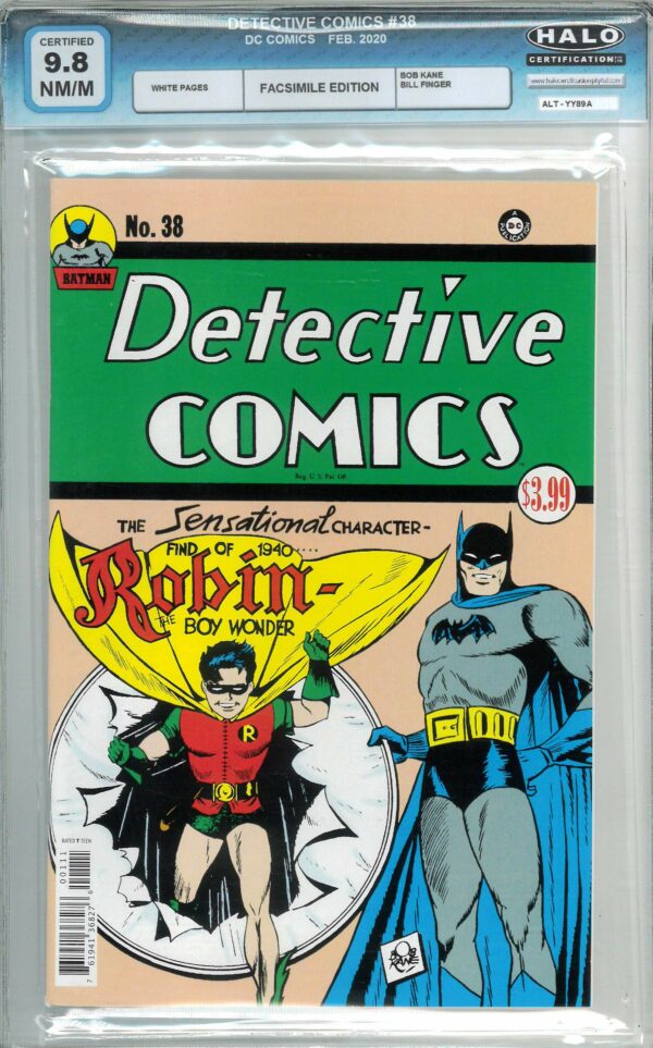 DETECTIVE COMICS (1935- SERIES) #38: Facsimile Edition – 1st app Robin – Halo Graded 9.8