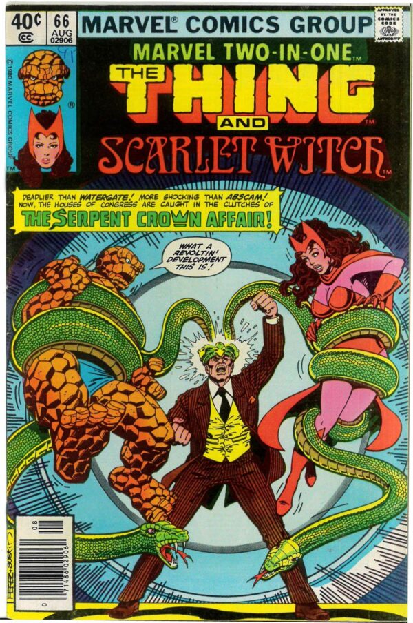 MARVEL TWO-IN-ONE #66: Thing & Scarlet Witch (1st app Set) Newsstand Ed – VF