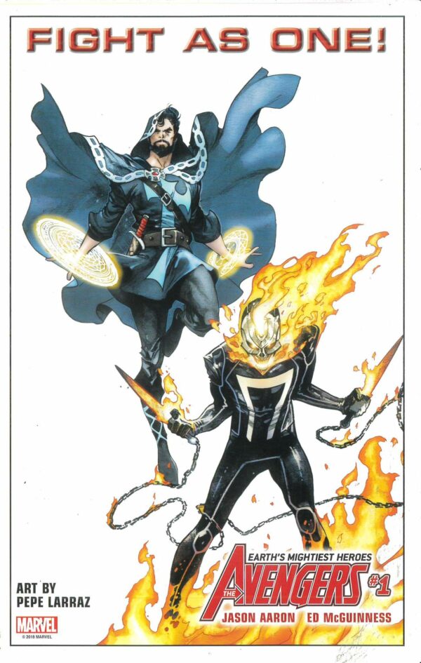 MARVEL PROMOTIONAL LITHOS #24: Avengers #1 Dr Strange/Ghost Rider Fight as One (Pepe Larraz