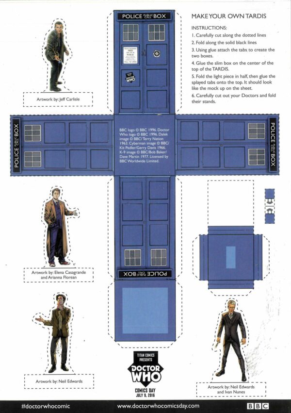 DOCTOR WHO PROMOTIONAL ITEM #1: Make Your own Tardis (with 4 Doctors)