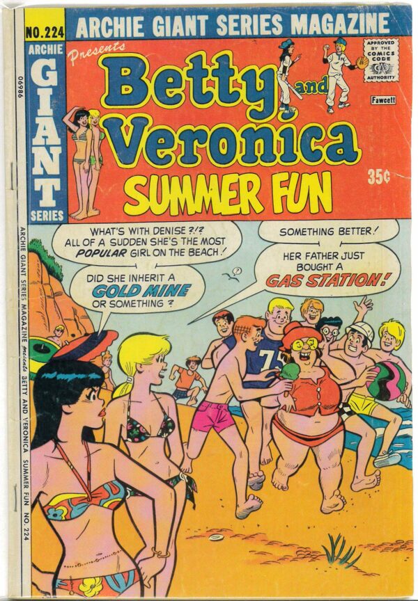 ARCHIE GIANT SERIES MAGAZINE #224: Betty and Veronics Summer Fun – VG
