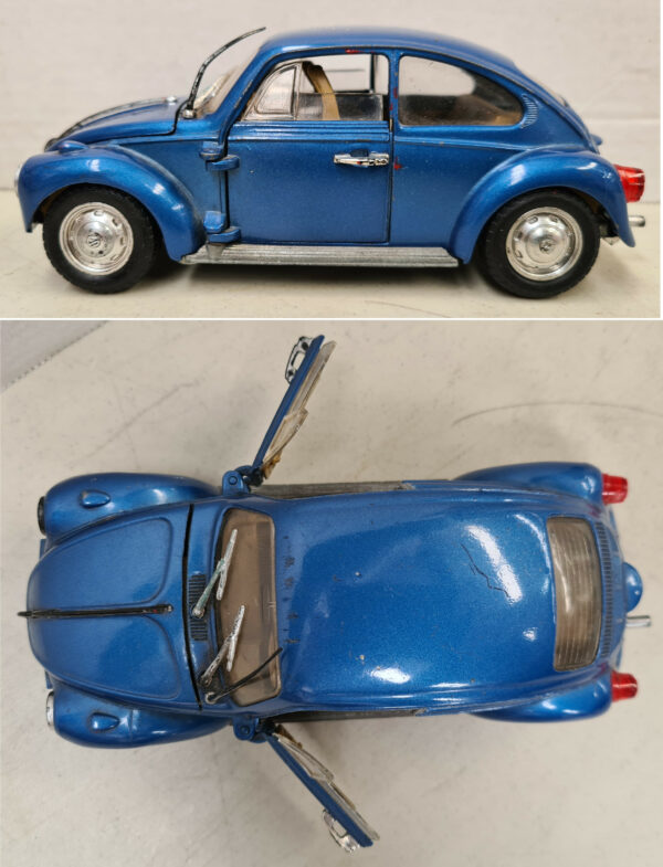 POLISTIL DIE CAST #15: Blue Beetle S15 Volkswagon w/BLK trim, tan int no bumpers VF