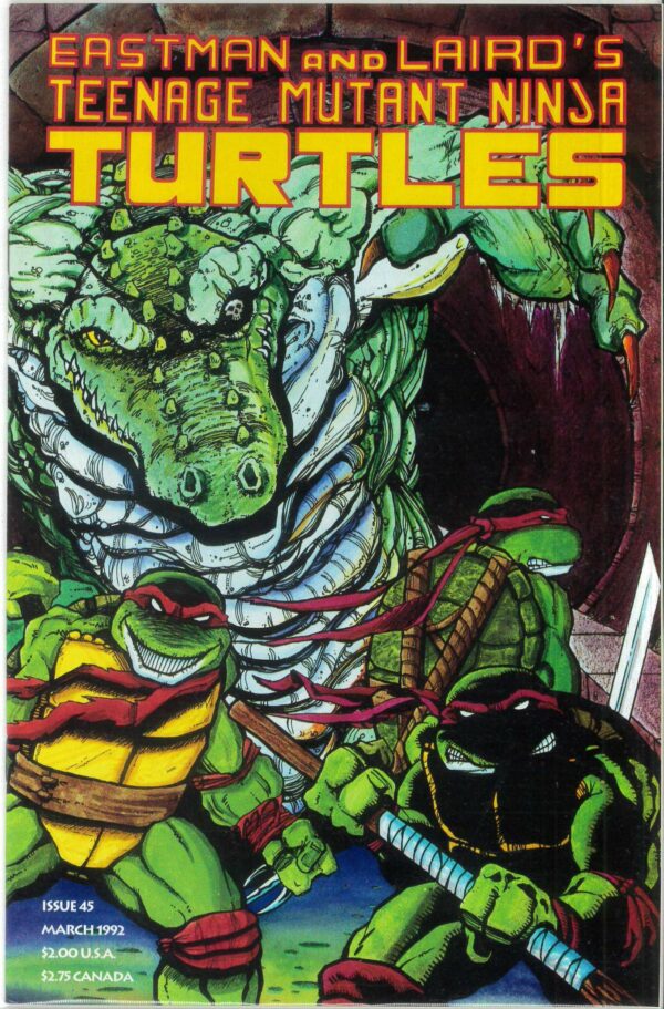 TEENAGE MUTANT NINJA TURTLES (1984-1993 SERIES) #45: 1st cover Leatherhead: Wraparound: VF/NM