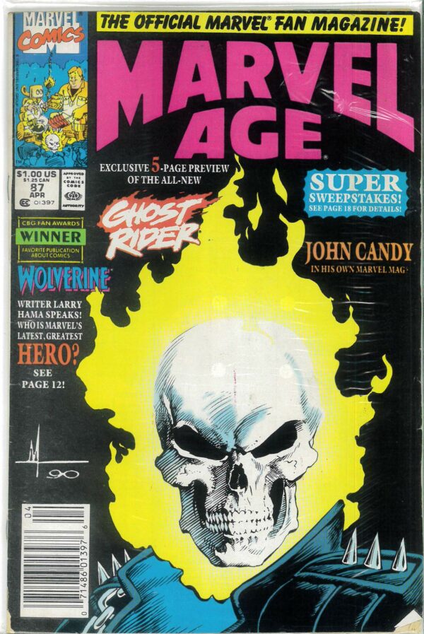 MARVEL AGE #87: 5 pg Preview new Ghost Rider – NM