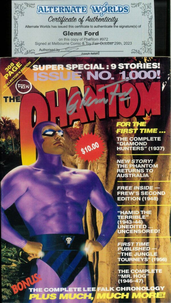 PHANTOM (FREW SERIES) #1000: Signed Glenn Ford, 2nd 1000th with #2 Phantom facsimile