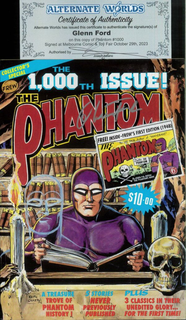 PHANTOM (FREW SERIES) #972: Signed Glenn Ford, 1000th with #1 Phantom replica facsimile
