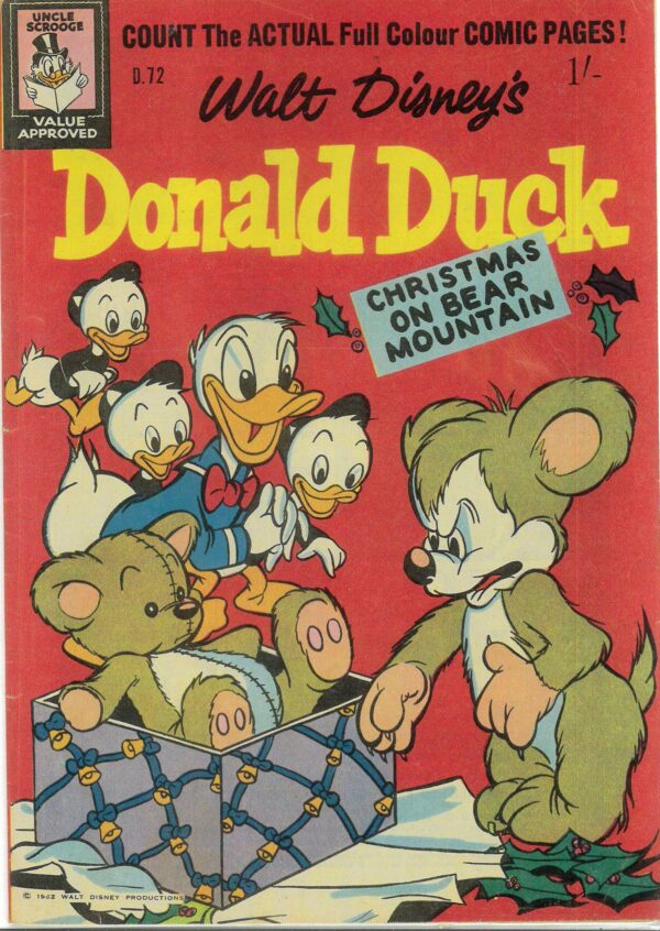 WALT DISNEY’S DONALD DUCK (D SERIES) (1956-1978) #72: Barks Christmas/Bear Mt, Gladstones U VG Yr, Get Bird FN/VF