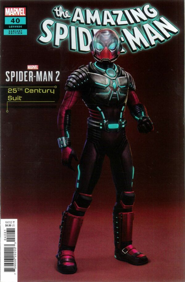 AMAZING SPIDER-MAN (2022 SERIES) #40: 25th Century Suit cover (Marvel’s Spider-man 2)