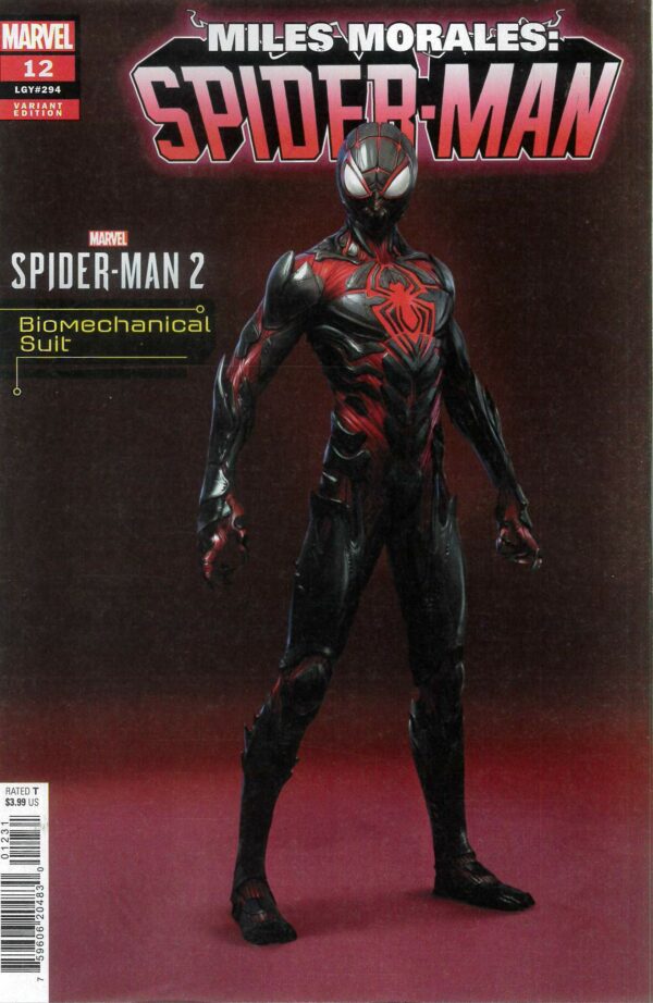 MILES MORALES: SPIDER-MAN (2023 SERIES) #12: Biomechanical Suit Spider-man cover (Marvels Spider-man 2)