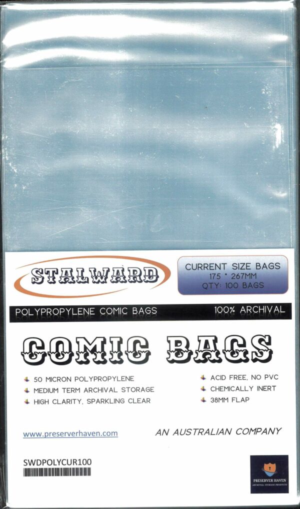 COMIC BAGS: STALLWARD #1: Current Size 100 pack (175x267mm)