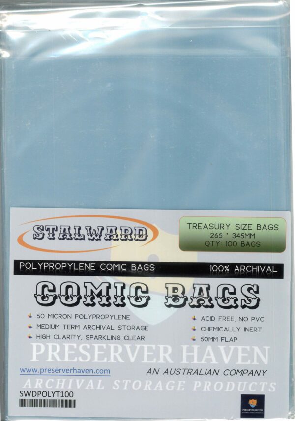 COMIC BAGS: STALLWARD #3: Treasury Size 100 pack (265x345mm)