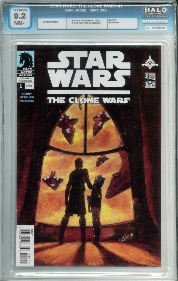 STAR WARS: CLONE WARS #1: Halo Graded 9.2: 1st comic app Ansoka Tano & Capttain Rex