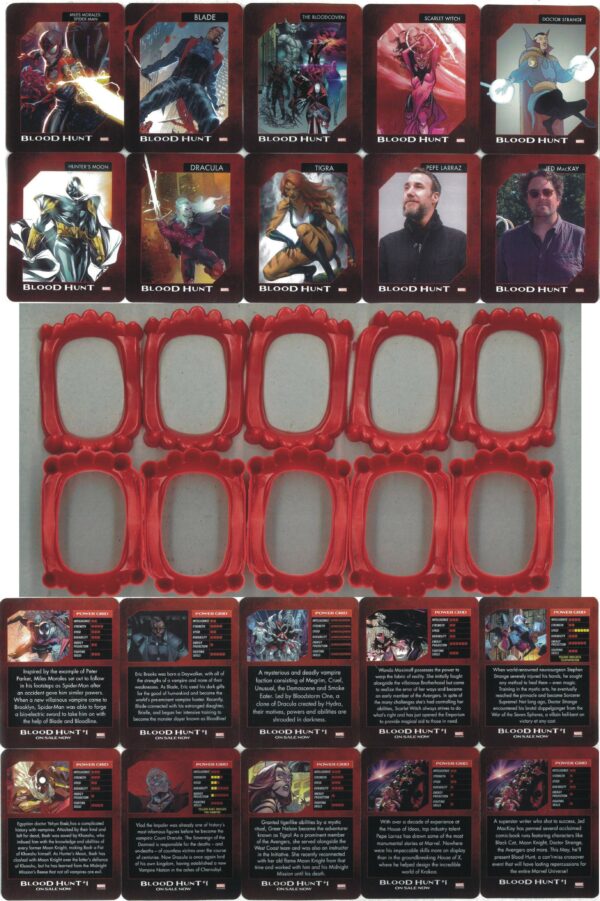 MARVEL PROMOTIONAL ITEM #5: Bloodhunt set 10 cards (2 sided) 10 plastic vampire teeth