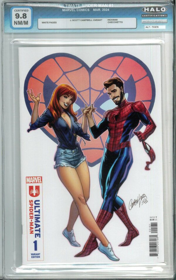 ULTIMATE SPIDER-MAN (2024 SERIES) #1: J. Scott Campbell Variant cover H – Halo graded 9.8 (NM/M)