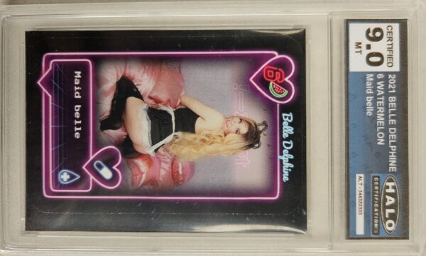 BELLE DELPHINE GAMER GIRL 2021 CARDS (ONLY FANS) #6: Number 6 Watermelon – Maid Belle – Halo Graded 9.0 MT